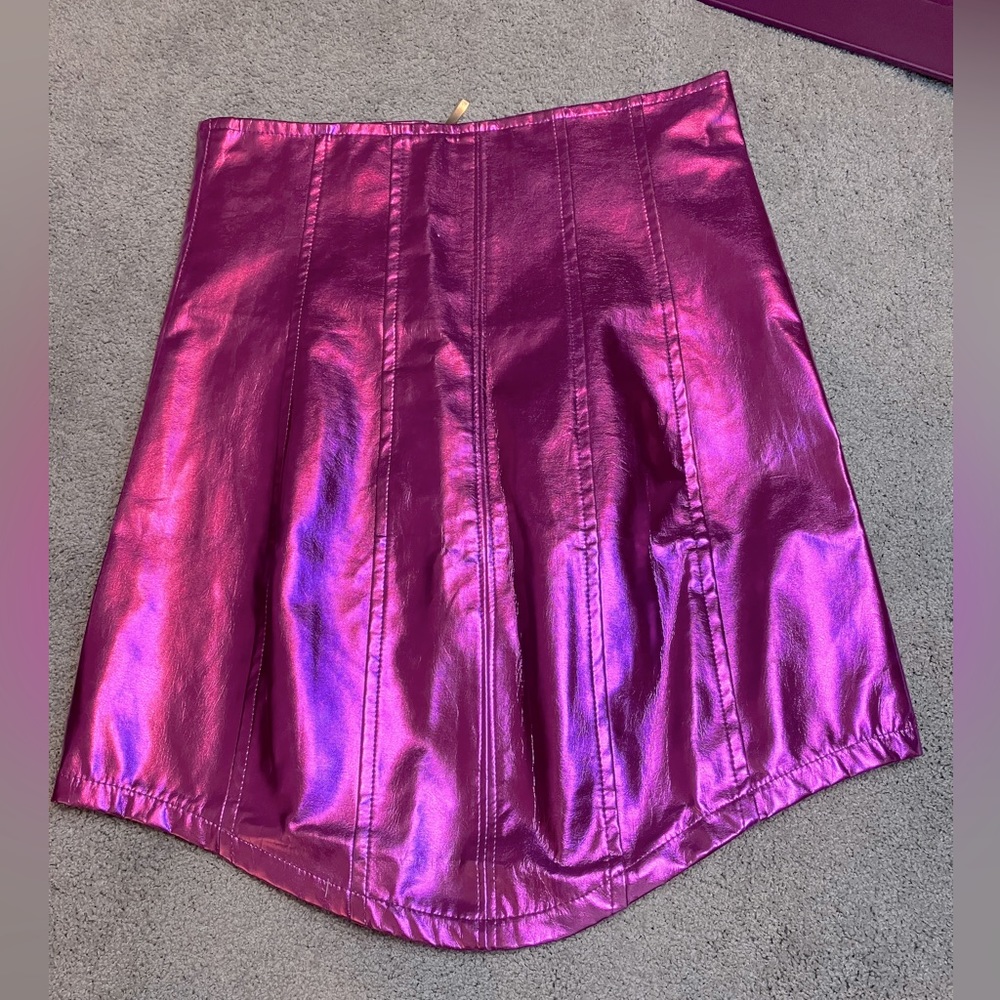 NWT Fashion Nova Fuschia Space Girl Metallic Skirt Size S